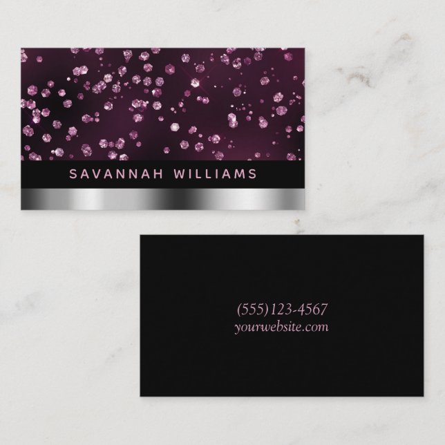 Glam Elegant Glitter Jewels Monogram Professional Business Card (Front/Back)