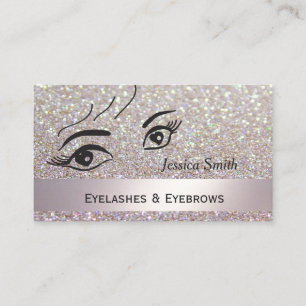 Glam elegant glittery alluring heart eyes business card