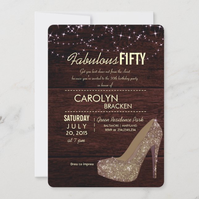 Glam Elegant High Heels 50th Birthday Party Invite (Front)