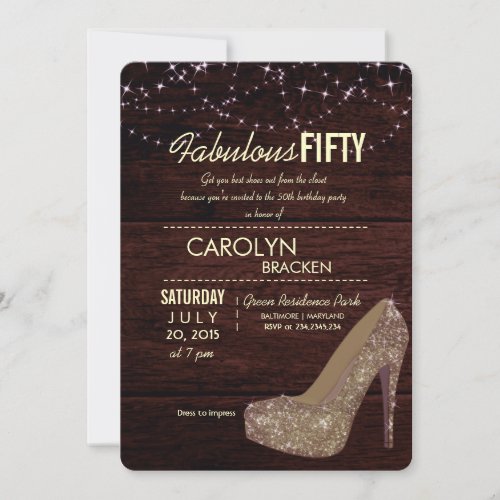Glam Elegant High Heels 50th Birthday Party Invite