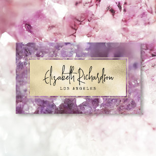 Glam Elegant Luxury Boho Amethyst Crystal Business Card
