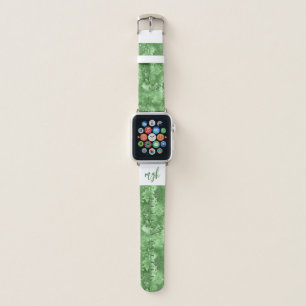 Glam Emerald Green Glitter Snakeskin Monogram Apple Watch Band