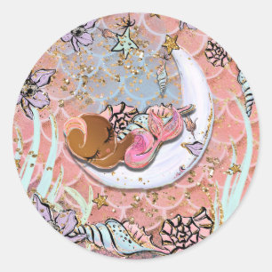 Glam Ethnic Mermaid Baby Shower Birthday Party Classic Round Sticker