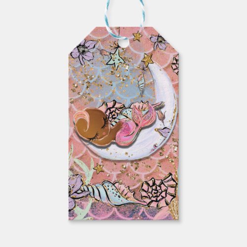 Glam Ethnic Mermaid Baby Shower Birthday Party Gift Tags