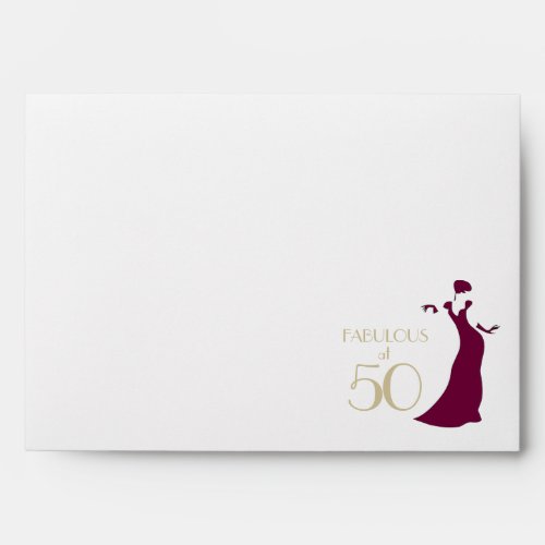 Glam Evening Gown Fabulous at Fifty Birthday Party Envelope