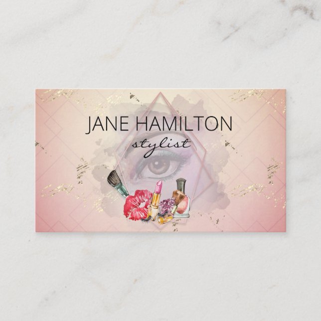 Glam Eye Illustration Stylist Salon Business Card (Front)