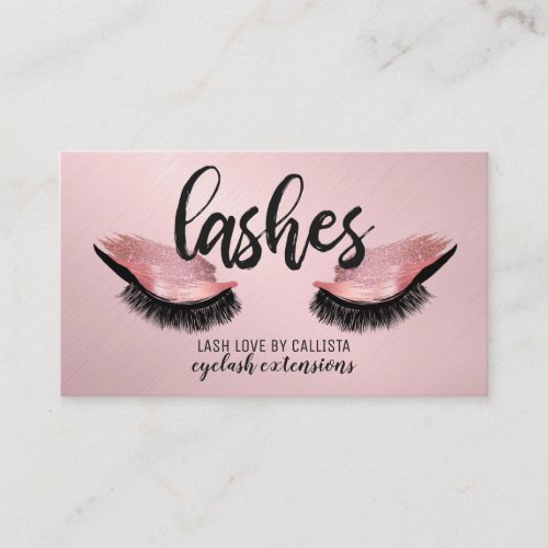 Glam Eyelash Pink Rose Glitter Metallic Lashes Business Card