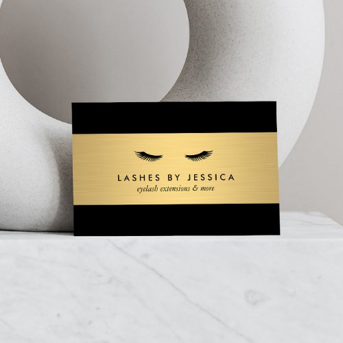 Glam Eyelashes Black and Gold Business Card