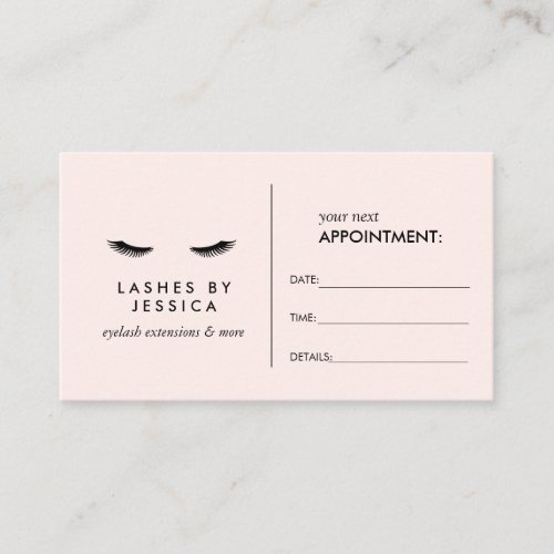 Glam Eyelashes Black and Pink Appointment Card