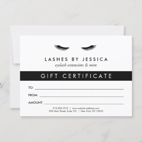 Glam Eyelashes Black and White Gift Certificate