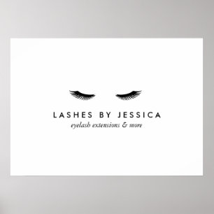 Glam Eyelashes Black and White Poster
