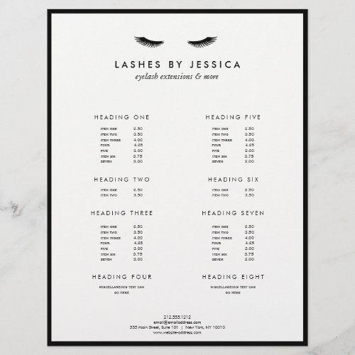 Glam Eyelashes Classic Black and White Flyer