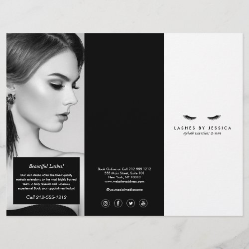 Glam Eyelashes Extensions Salon Tri_Fold Brochure Flyer