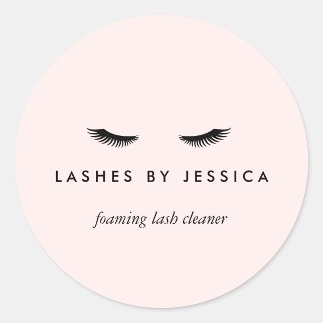 Glam Eyelashes Pink Classic Round Sticker (Front)
