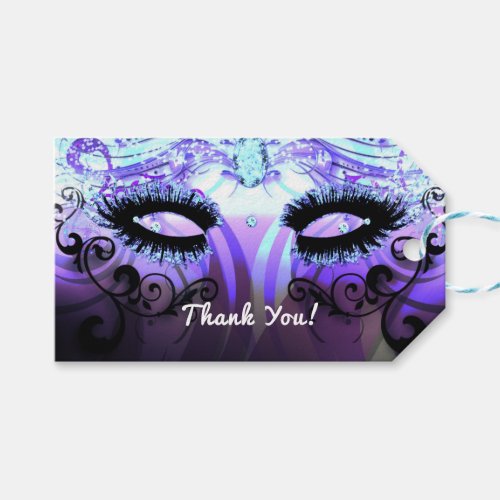 Glam Eyelashes Purple Masquerade Party Favor Gift Tags