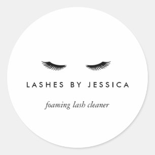 Glam Eyelashes White Classic Round Sticker