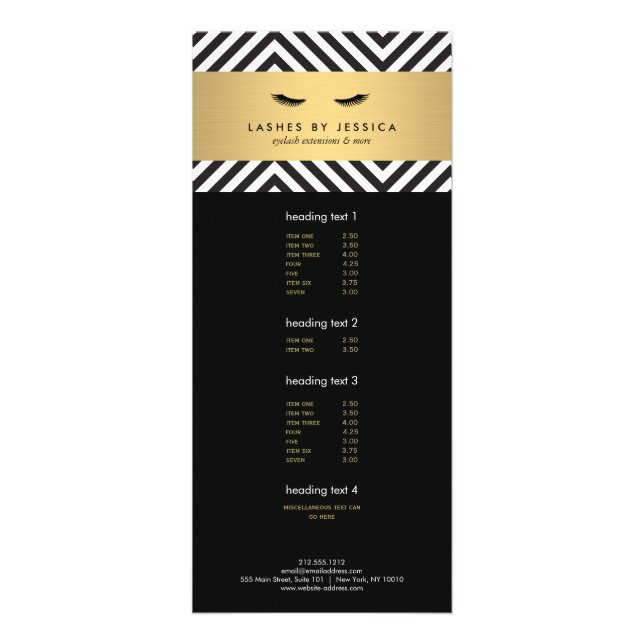 Glam Eyelashes with Bold Pattern Rack Card (Front)