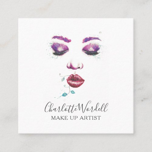 Glam Eyes Lips Lashes Makeup Artist  Square Business Card