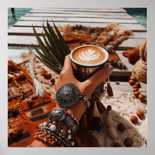 Glam fashion boho summer coffee photo poster