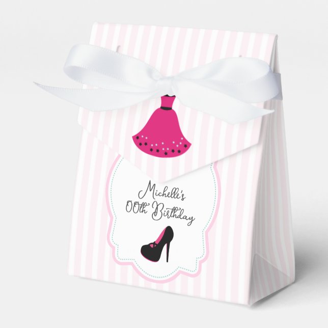 Glam Fashion Diva Birthday Party Guest Favor Boxes (Front Side)