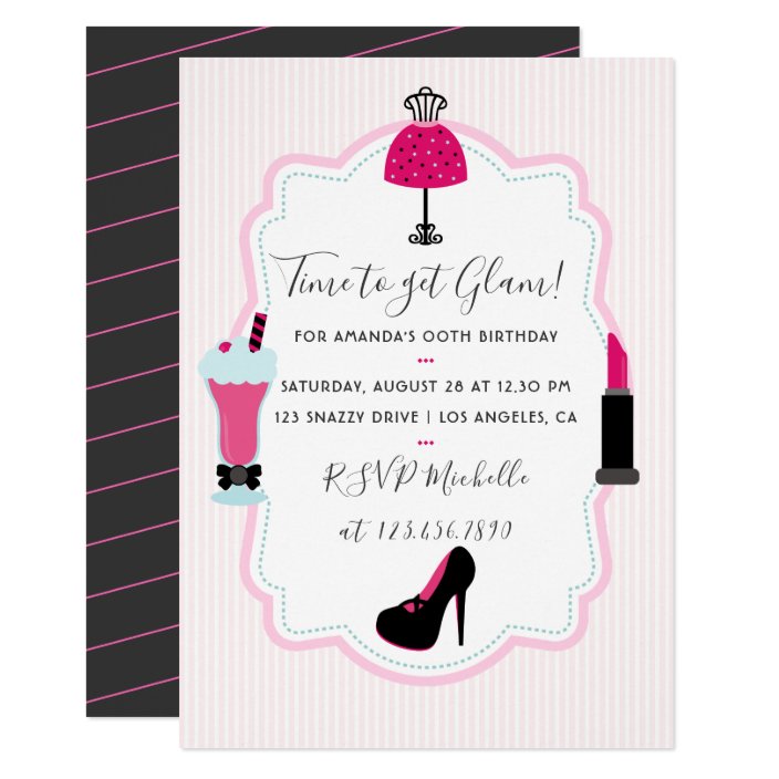 Glam Fashion Diva Birthday Party Invitation Zazzle Glam Fashion Diva Birthday Party