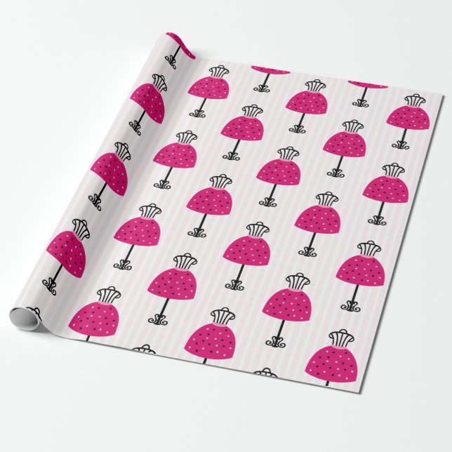 Glam Fashion Diva Birthday Party Wrapping Paper (Unrolled)