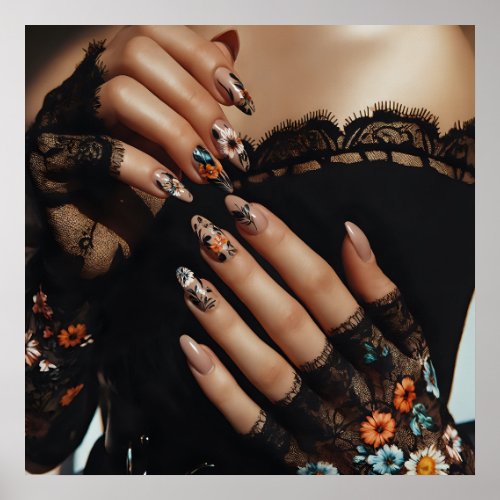 Glam fashion luxury summer nails art photo poster