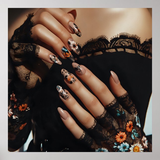 Glam fashion luxury summer nails art photo poster (Front)
