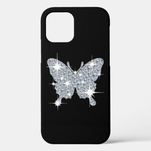 Glam faux diamond sparkle butterfly iPhone 12 case