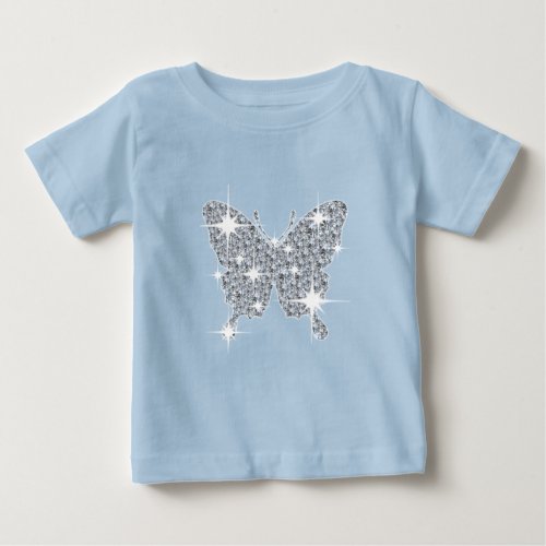Glam faux diamond sparkle butterfly on baby blue baby T_Shirt