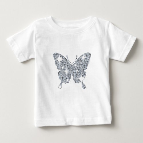Glam faux diamond sparkle butterfly on white baby T_Shirt