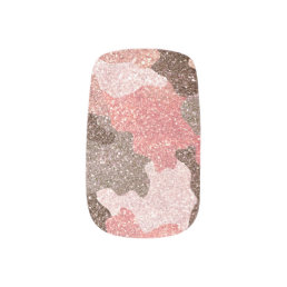Glam Faux Glitter Rose Gold Pink Camouflage Minx Nail Art