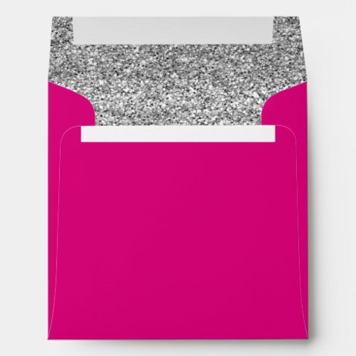 Glam Faux Glitter Silver Pink Envelope