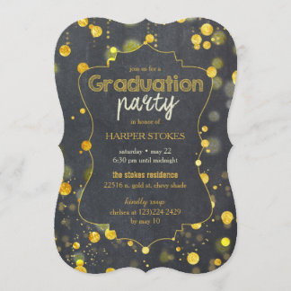 Glam Faux Gold Foil Confetti Graduation Party Invitation