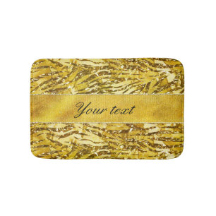 Glam Faux Gold Foil Zebra Pattern Bathroom Mat
