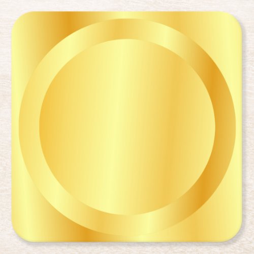 Glam Faux Gold Metallic Look Elegant Blank Square Paper Coaster