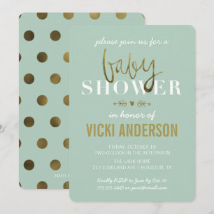 Glam Faux Gold Modern Baby Shower Invitations