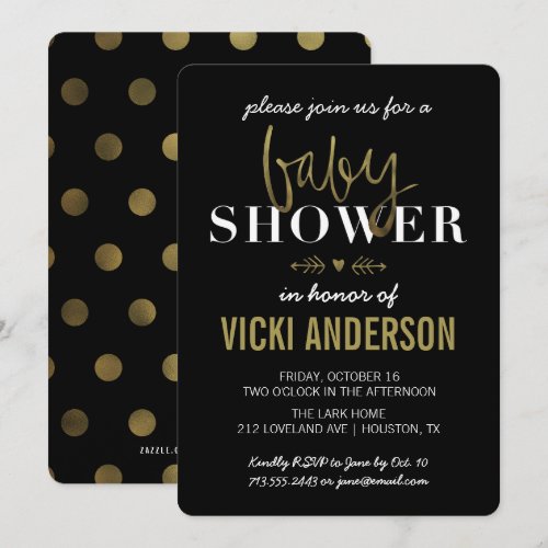Glam Faux Gold Modern Baby Shower Invitations 5" X 7" Invitation Card