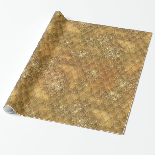 Glam Faux Gold Sparkle and Glitter Dragon Scales Wrapping Paper