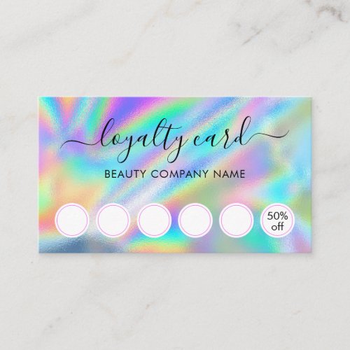 Glam Faux Holographic Beauty Salon Loyalty Card