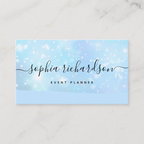 Glam Faux Iridescent Blue with Trendy Script Business Card