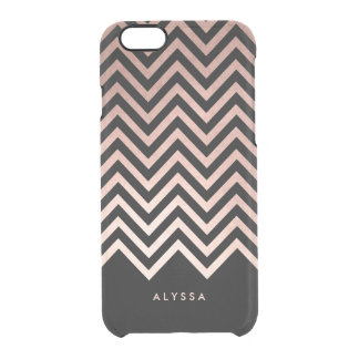 Glam Faux Rose Gold and Black Chevron Clear iPhone 6/6S Case