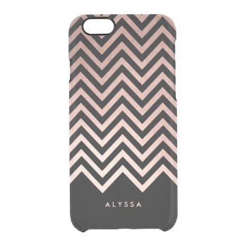 Glam Faux Rose Gold And Black Chevron Clear Iphone 6/6s Case by GiftTrends at Zazzle