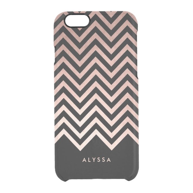 Glam Faux Rose Gold and Black Chevron Uncommon iPhone Case (Back)
