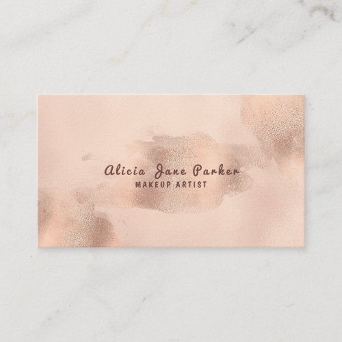 Glam Faux Rose Gold Copper Foil  Makeup Artist Business Card