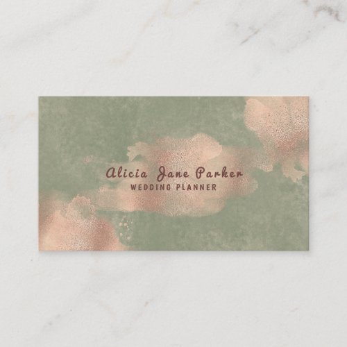 Glam Faux Rose Gold Copper Foil  Wedding Planner Business Card