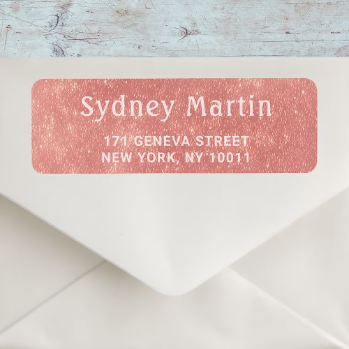 Glam Faux Rose Gold Glitter Return Address Labels