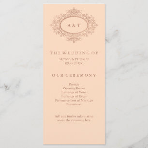 Glam Faux Rose Gold on Blush Pink Wedding Program