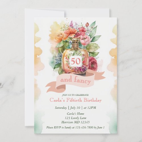 Glam Fifty and Fancy Fabulous Birthday Invitation
