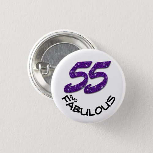 Glam Fifty_Five Purple Glitter Happy Birthday Button